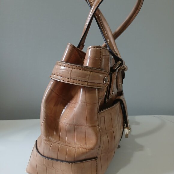Liz Claiborne 90's Vintage Faux Tan Croc Leather Handbag - Picture 3 of 15